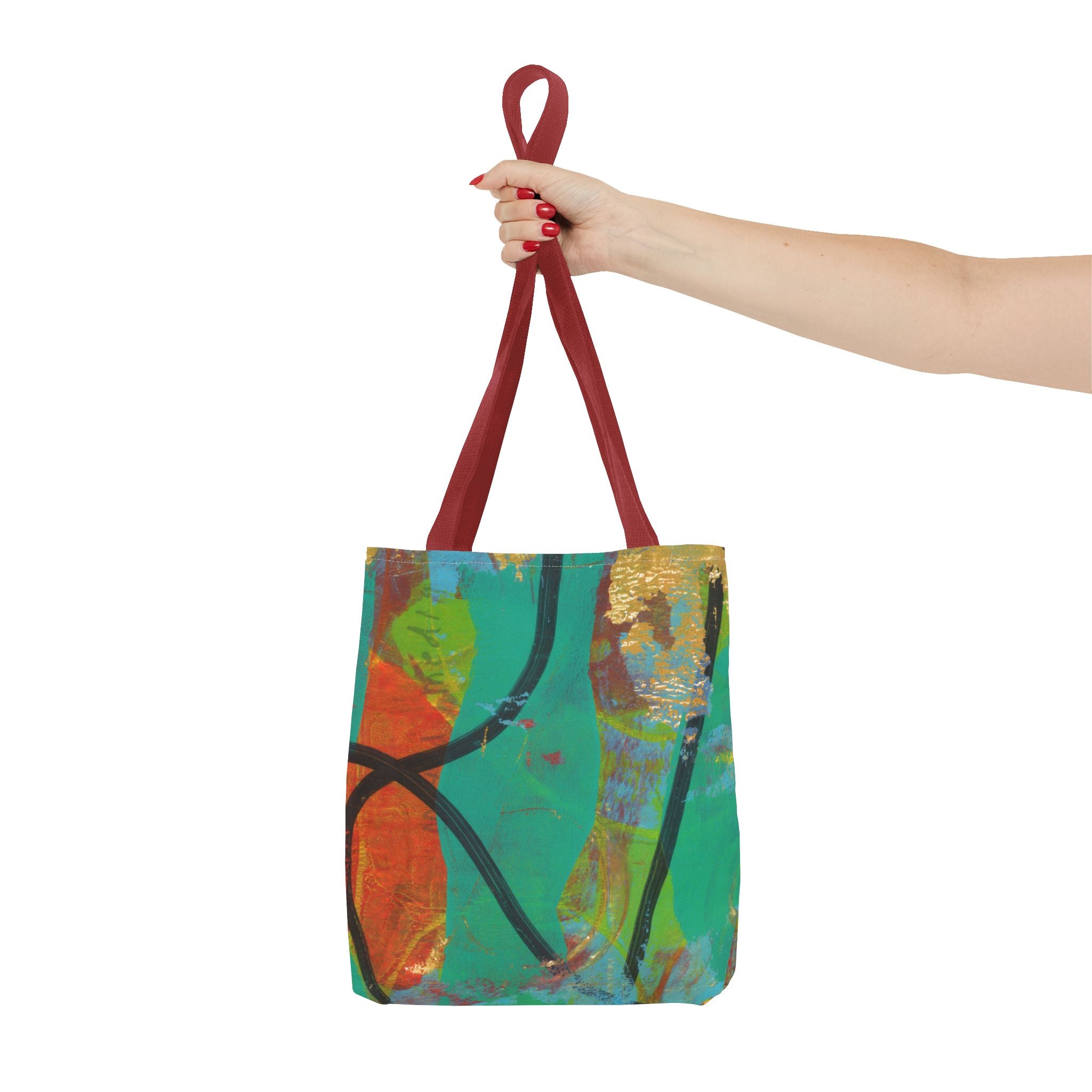 Abstract Colorful Art Tote Bag — Vibrant Green & Orange All-Over-Print