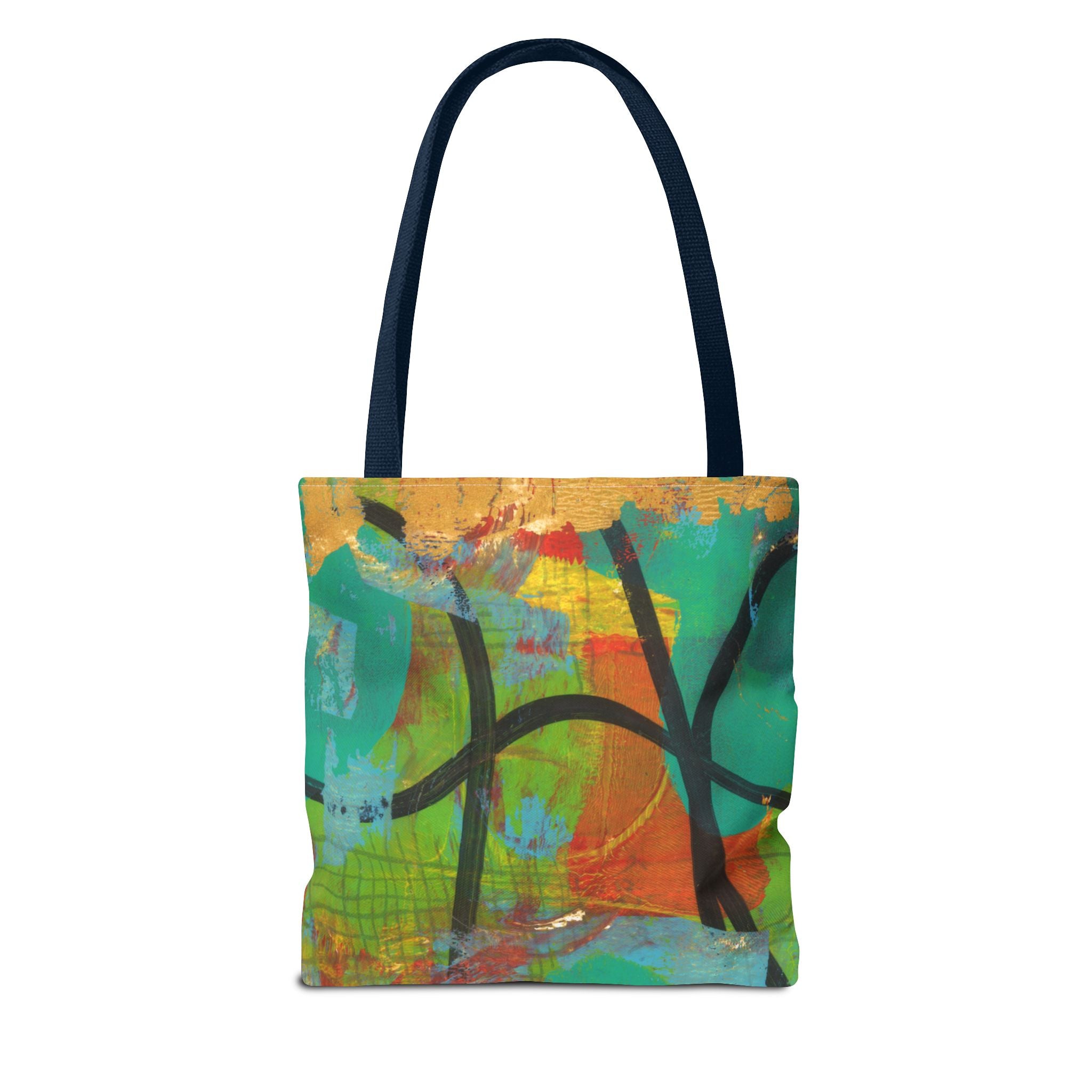 Abstract Colorful Art Tote Bag — Vibrant Green & Orange All-Over-Print