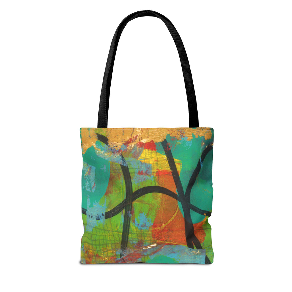Abstract Colorful Art Tote Bag — Vibrant Green & Orange All-Over-Print