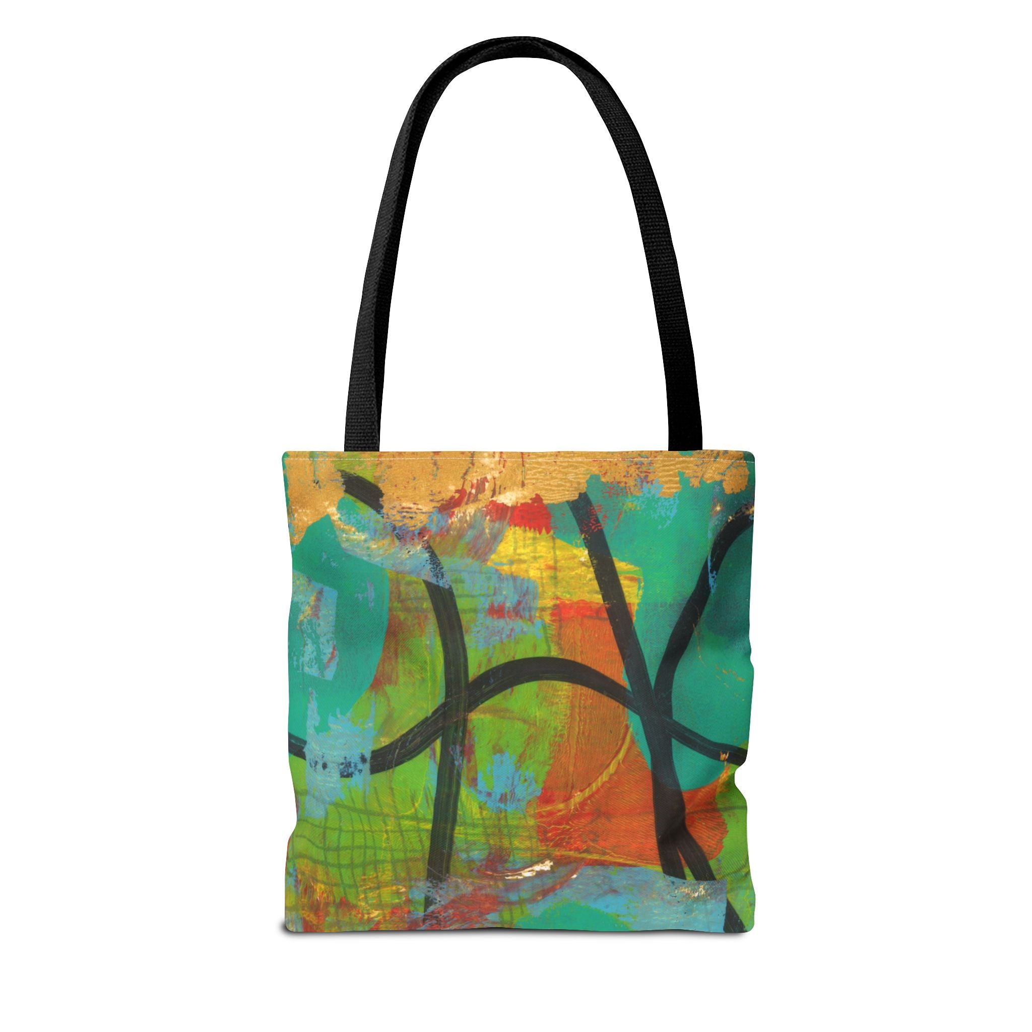 Abstract Colorful Art Tote Bag — Vibrant Green & Orange All-Over-Print