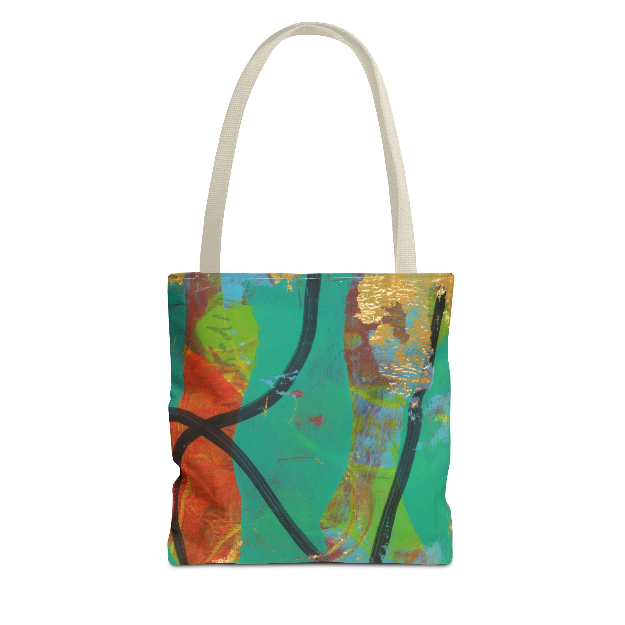 Abstract Colorful Art Tote Bag — Vibrant Green & Orange All-Over-Print