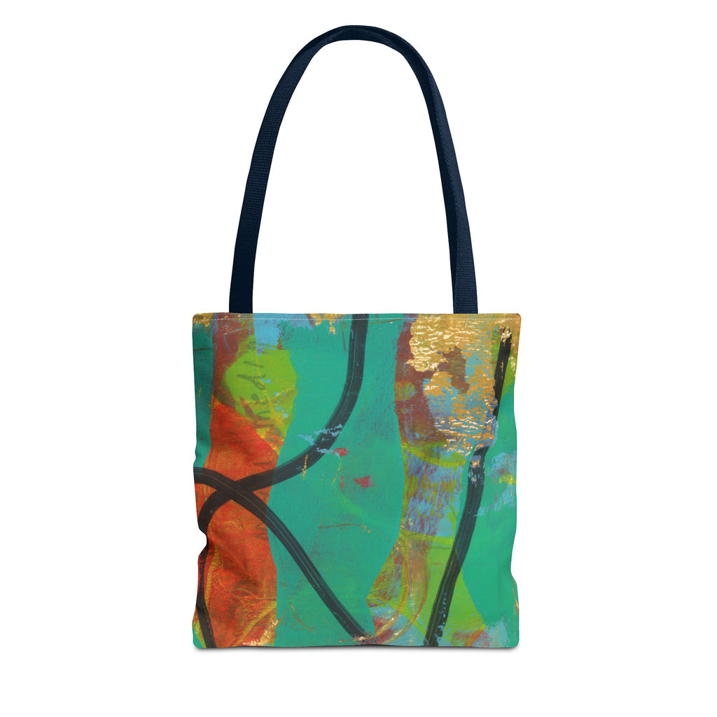 Abstract Colorful Art Tote Bag — Vibrant Green & Orange All-Over-Print