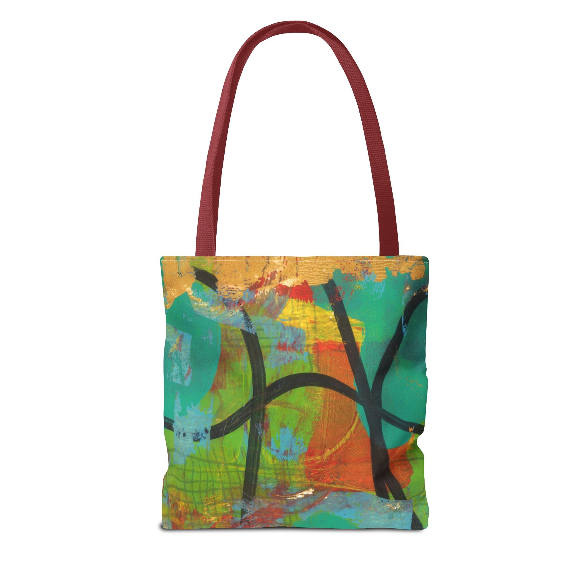 Abstract Colorful Art Tote Bag — Vibrant Green & Orange All-Over-Print