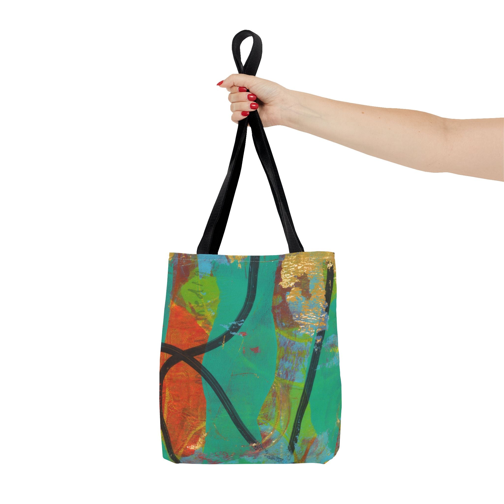 Abstract Colorful Art Tote Bag — Vibrant Green & Orange All-Over-Print