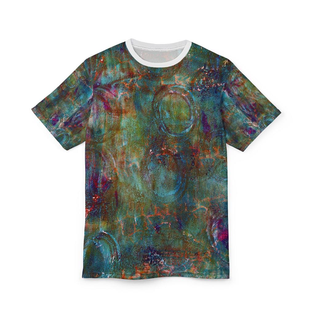 Mixed Circles Abstract All-Over Print Tee — Artistic Grunge Pattern