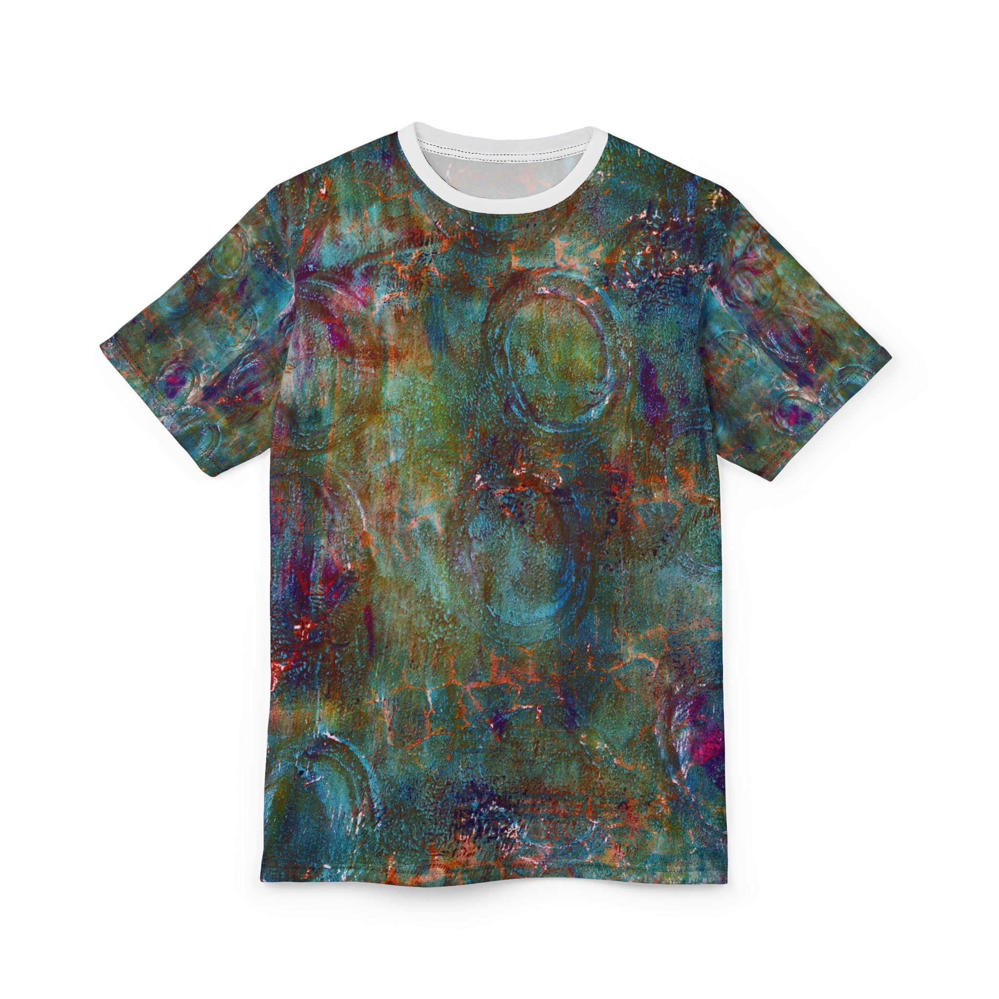 Mixed Circles Abstract All-Over Print Tee — Artistic Grunge Pattern