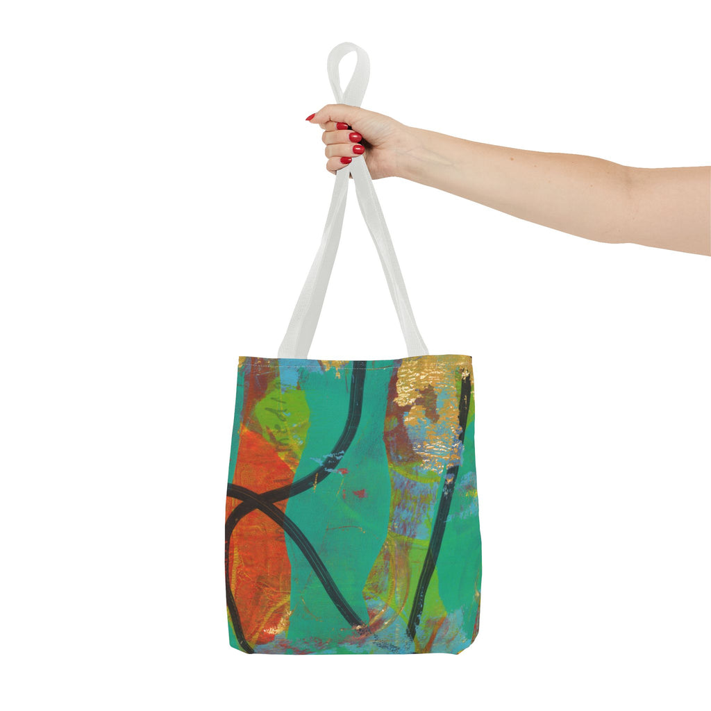 Abstract Colorful Art Tote Bag — Vibrant Green & Orange All-Over-Print