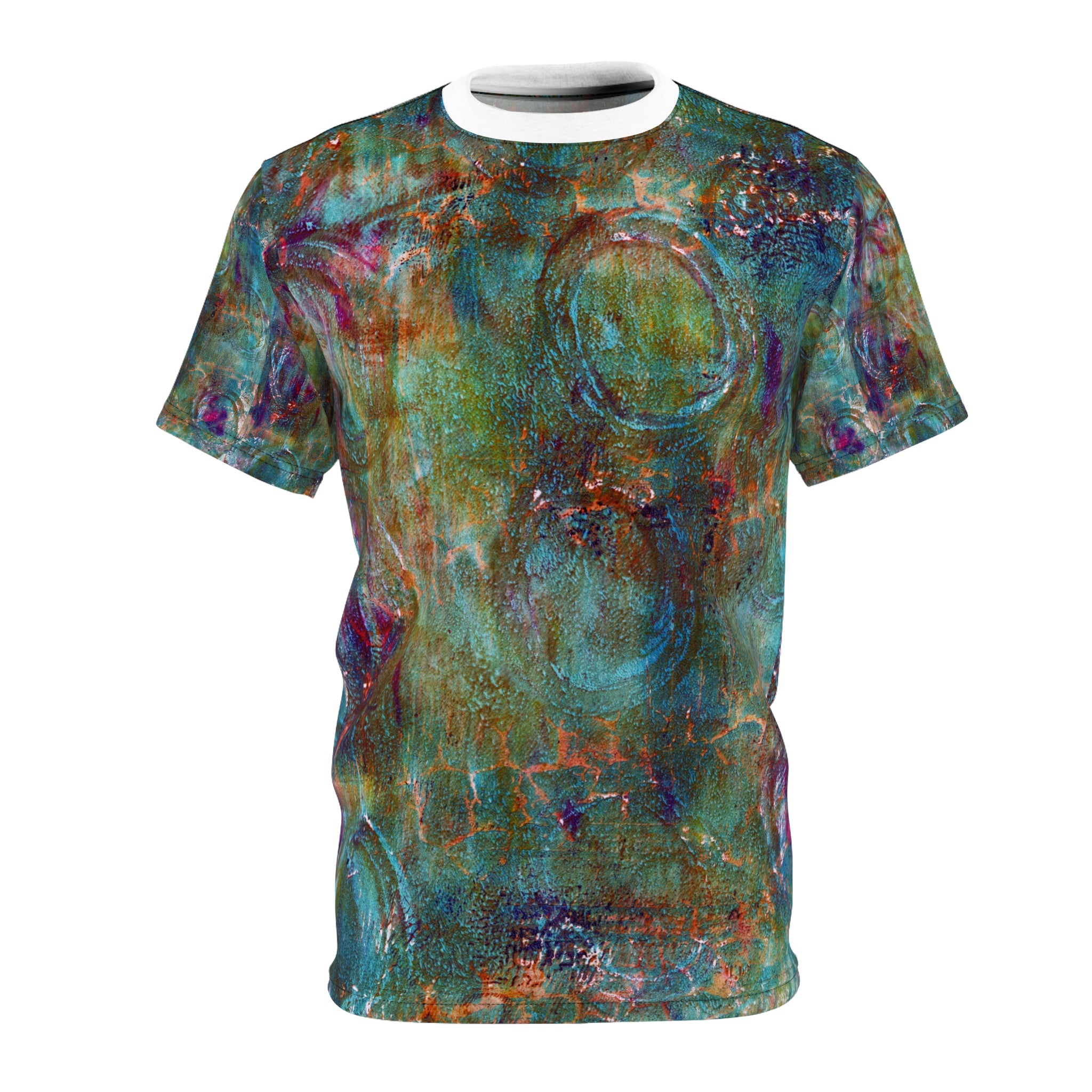 Mixed Circles Abstract All-Over Print Tee — Artistic Grunge Pattern