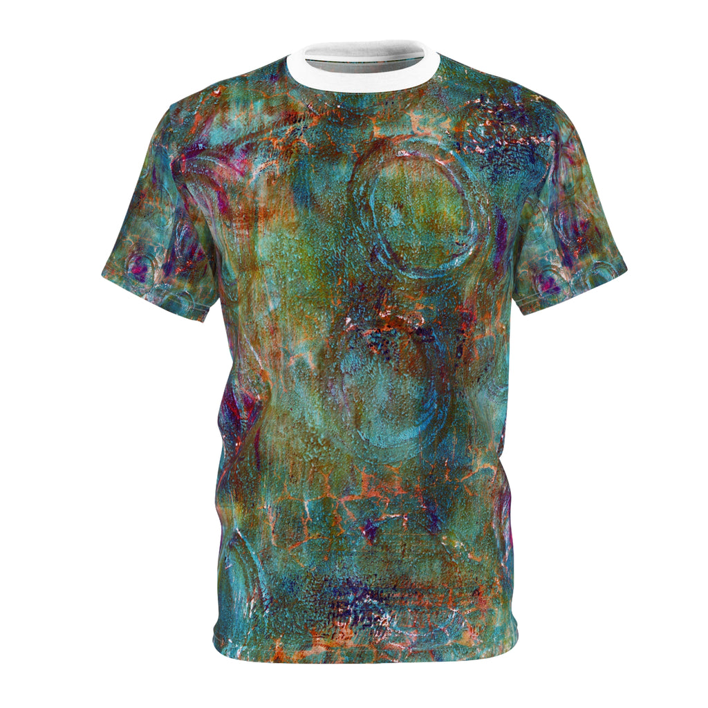 Mixed Circles Abstract All-Over Print Tee — Artistic Grunge Pattern