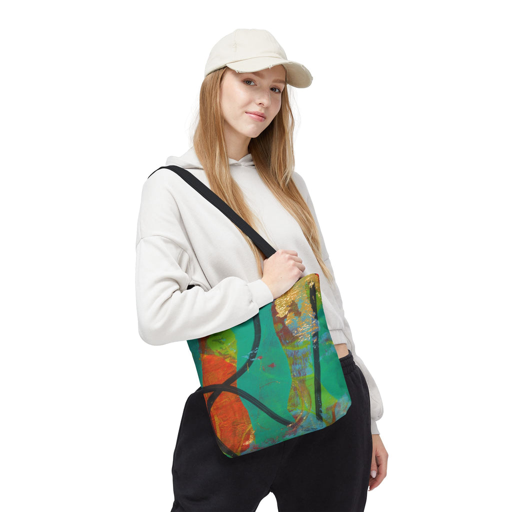 Abstract Colorful Art Tote Bag — Vibrant Green & Orange All-Over-Print