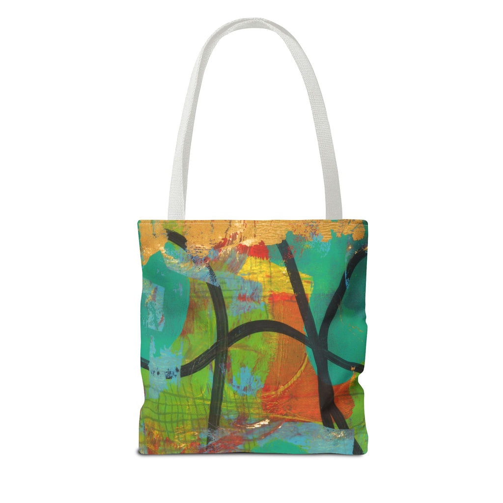 Abstract Colorful Art Tote Bag — Vibrant Green & Orange All-Over-Print