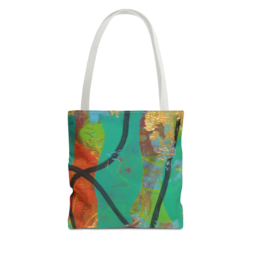 Abstract Colorful Art Tote Bag — Vibrant Green & Orange All-Over-Print