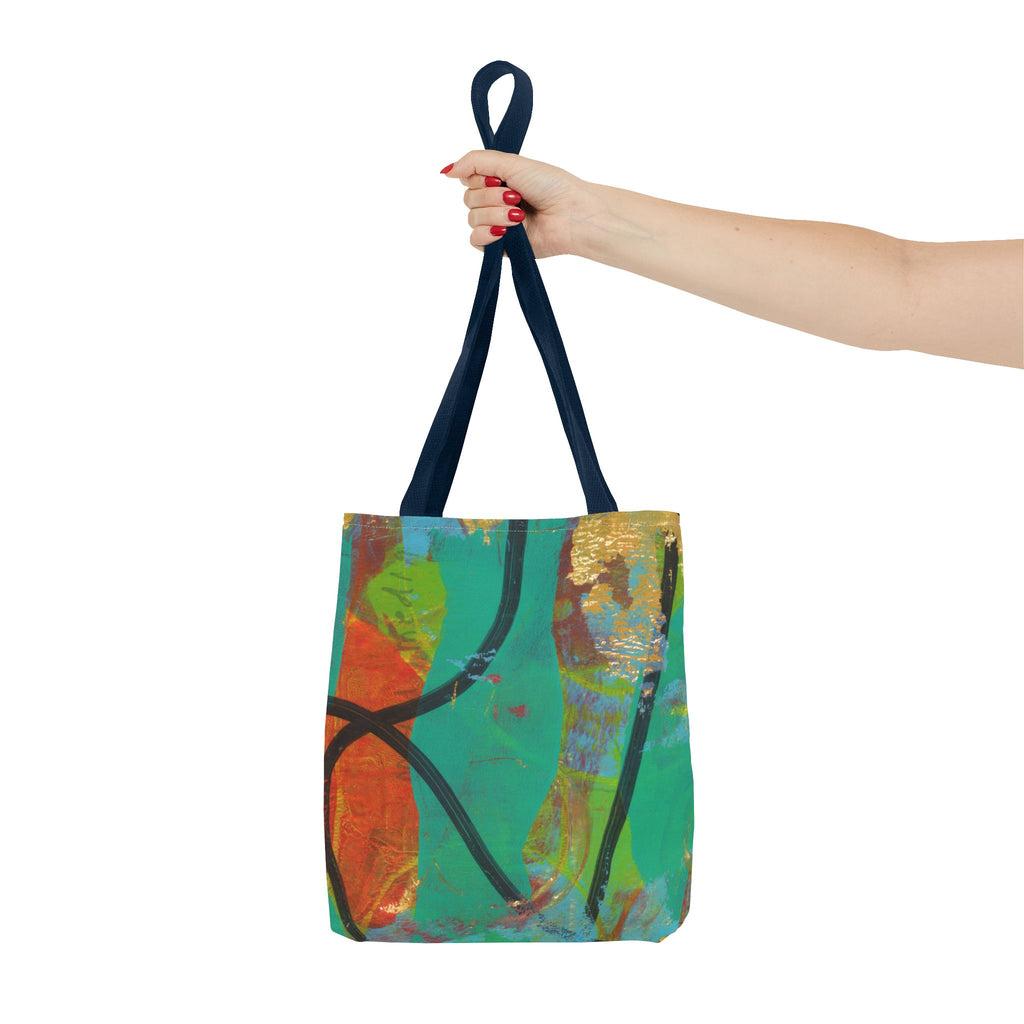 Abstract Colorful Art Tote Bag — Vibrant Green & Orange All-Over-Print